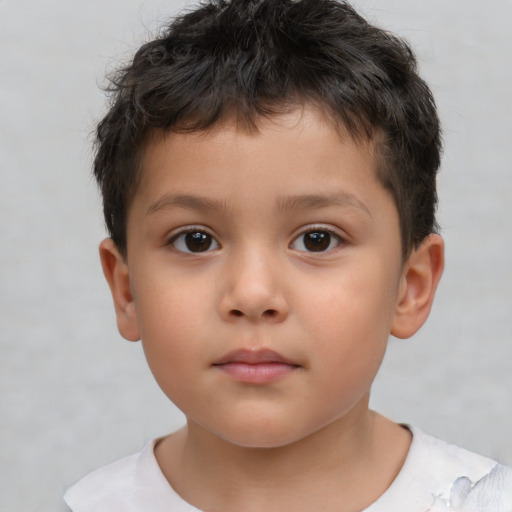 Neutral white child male with short  brown hair and brown eyes