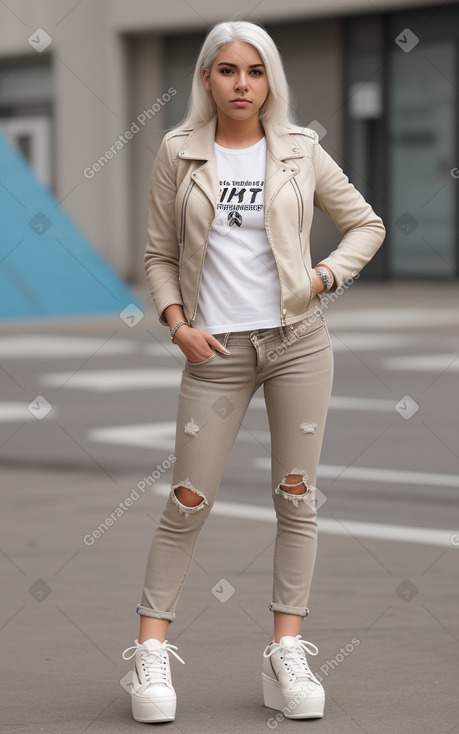 Colombian young adult female with  white hair