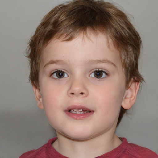 Neutral white child male with short  brown hair and brown eyes