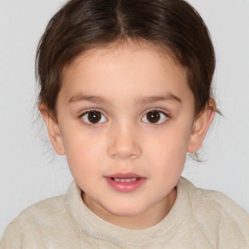 Neutral white child female with medium  brown hair and brown eyes