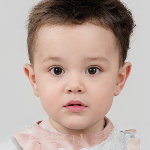 Neutral white child male with short  brown hair and brown eyes