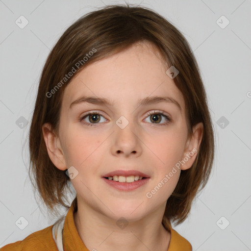 Neutral white child female with medium  brown hair and brown eyes