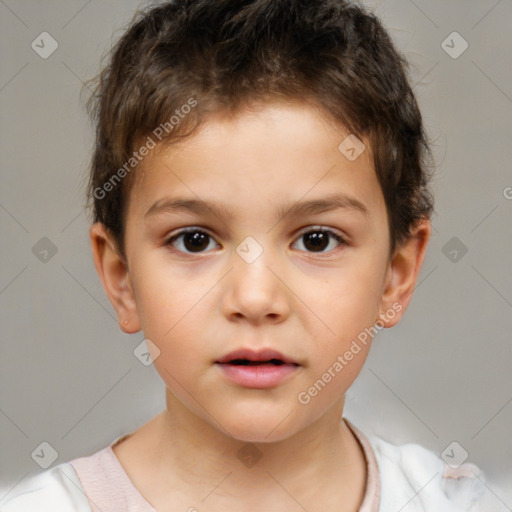 Neutral white child male with short  brown hair and brown eyes