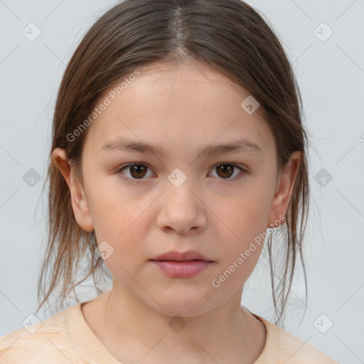 Neutral white child female with medium  brown hair and brown eyes