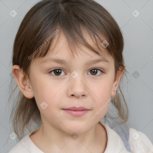 Neutral white child female with medium  brown hair and brown eyes