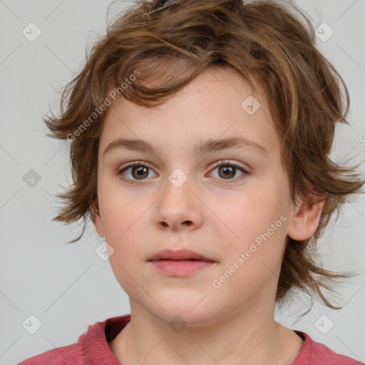 Neutral white child female with medium  brown hair and brown eyes