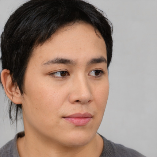 Neutral asian young-adult male with medium  brown hair and brown eyes