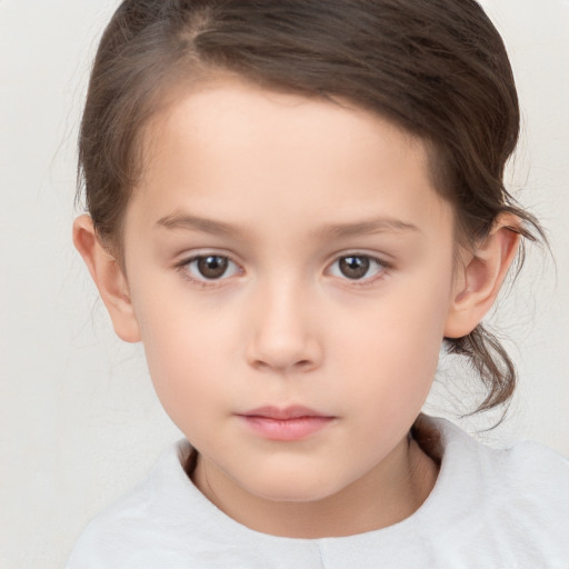 Neutral white child female with medium  brown hair and brown eyes