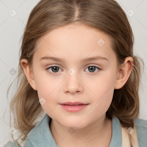 Neutral white child female with medium  brown hair and brown eyes