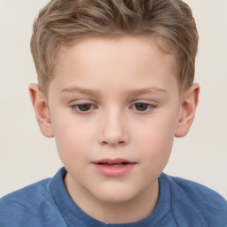 Neutral white child male with short  brown hair and grey eyes