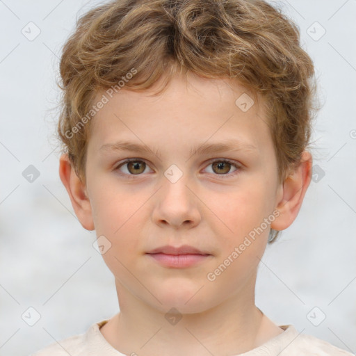 Neutral white child male with short  brown hair and brown eyes