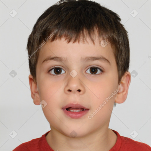 Neutral white child male with short  brown hair and brown eyes