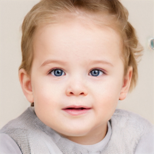 Neutral white child female with short  brown hair and blue eyes