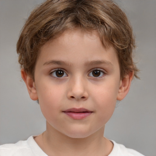 Neutral white child male with short  brown hair and brown eyes