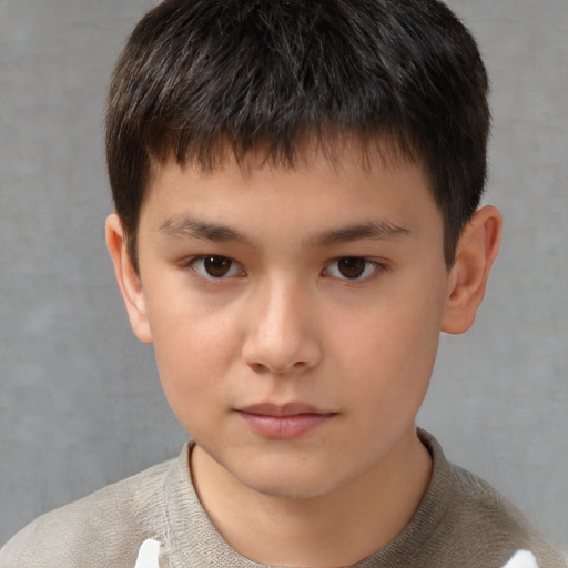 Neutral white child male with short  brown hair and brown eyes