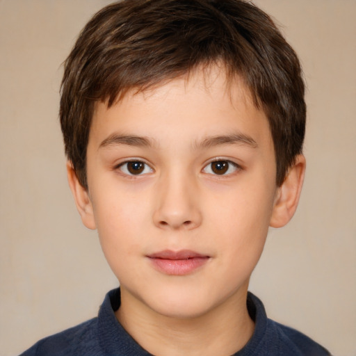 Neutral white child male with short  brown hair and brown eyes