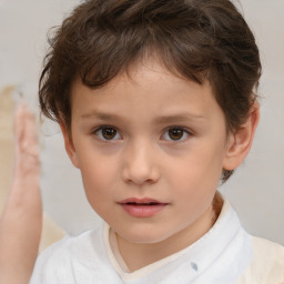 Neutral white child female with short  brown hair and brown eyes