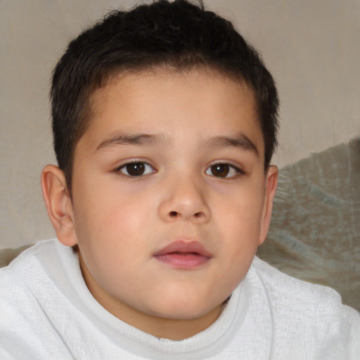 Neutral white child male with short  brown hair and brown eyes