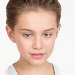 Neutral white young-adult female with short  brown hair and brown eyes