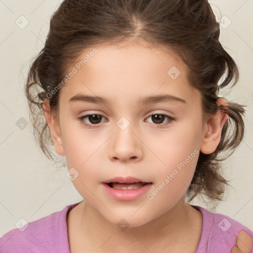 Neutral white child female with medium  brown hair and brown eyes