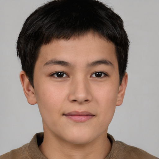 Neutral asian young-adult male with short  brown hair and brown eyes