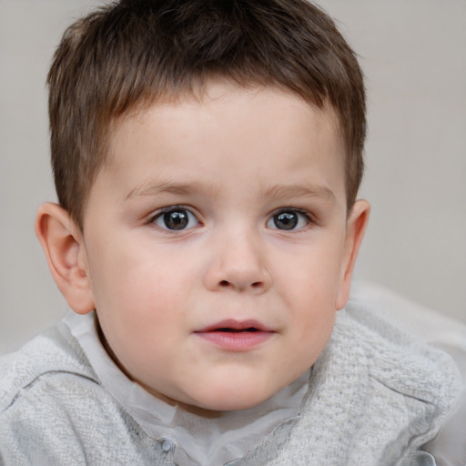 Neutral white child male with short  brown hair and blue eyes