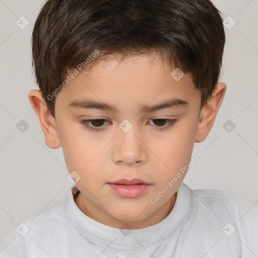 Neutral white child male with short  brown hair and brown eyes