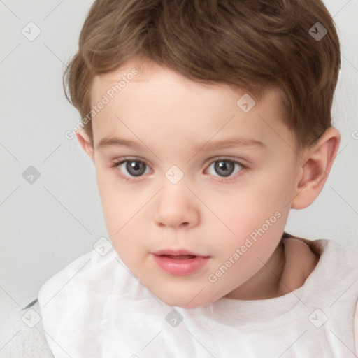 Neutral white child male with short  brown hair and brown eyes