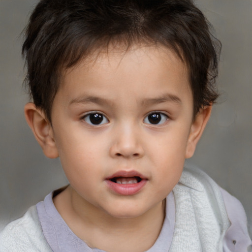 Neutral white child male with short  brown hair and brown eyes