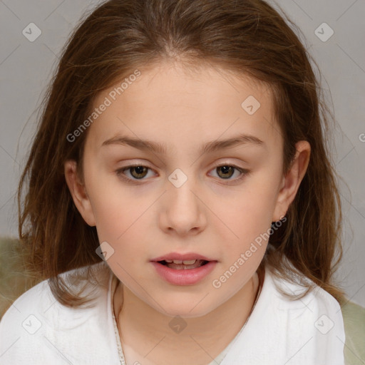 Neutral white child female with medium  brown hair and brown eyes