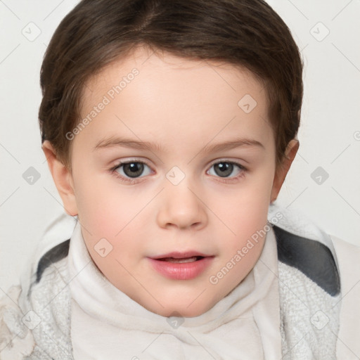 Neutral white child female with medium  brown hair and brown eyes