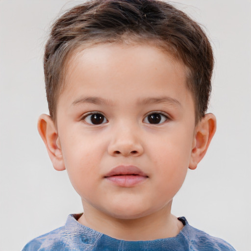 Neutral white child male with short  brown hair and brown eyes