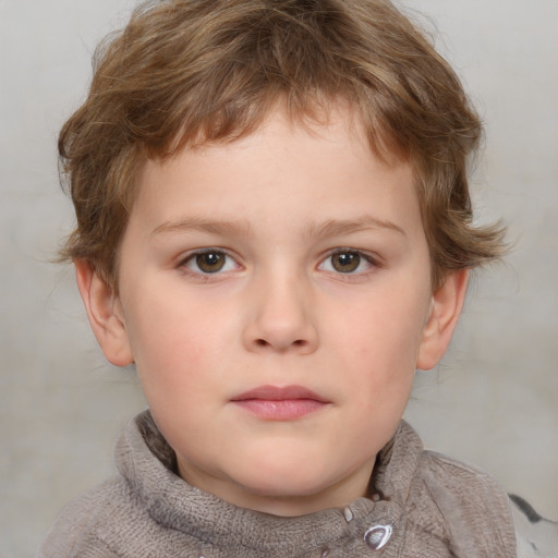 Neutral white child male with short  brown hair and grey eyes