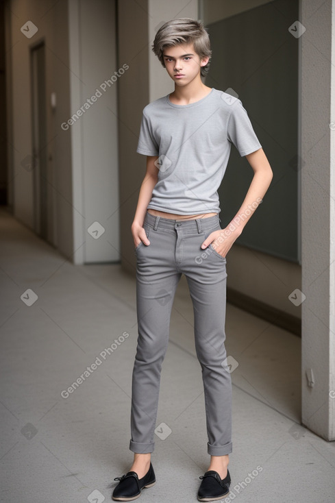 Austrian teenager boy with  gray hair