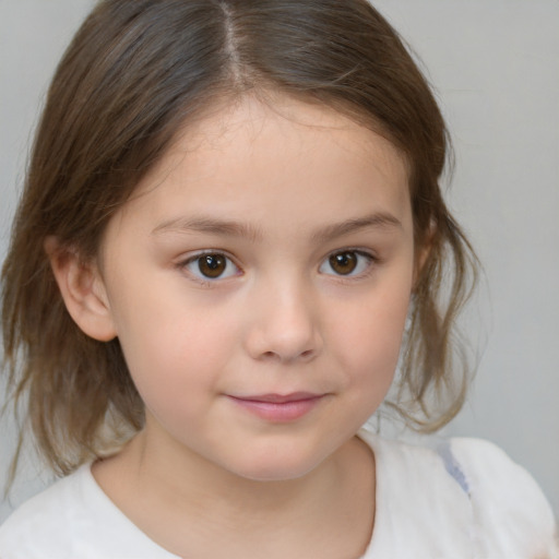 Neutral white child female with medium  brown hair and brown eyes