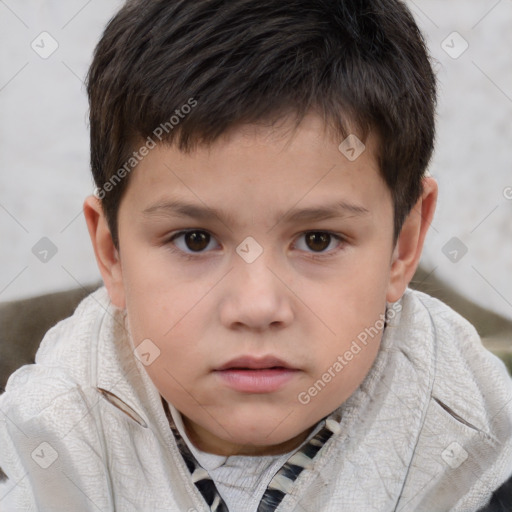 Neutral white child male with short  brown hair and brown eyes