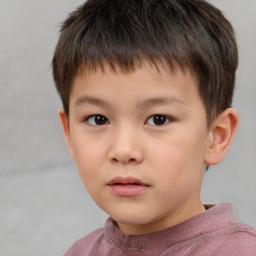 Neutral white child male with short  brown hair and brown eyes