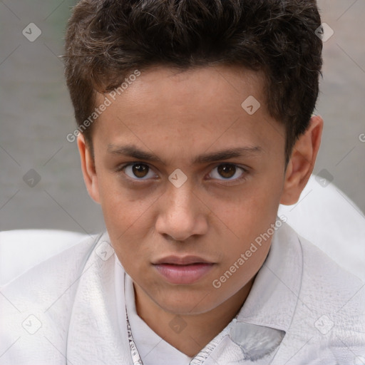 Neutral white child male with short  brown hair and brown eyes