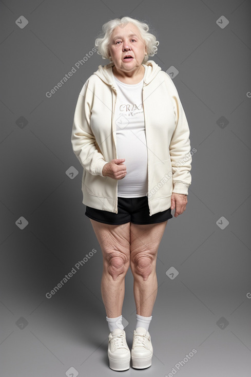 Caucasian elderly female with  white hair