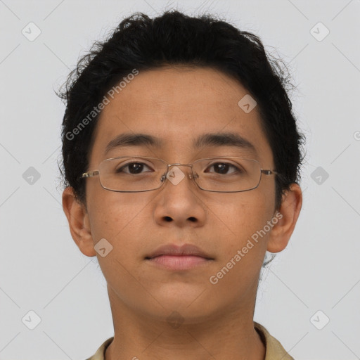 Neutral asian young-adult male with short  brown hair and brown eyes