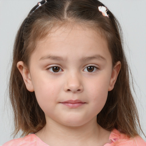 Neutral white child female with medium  brown hair and brown eyes