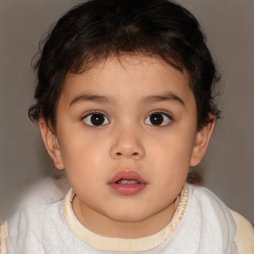 Neutral asian child female with short  brown hair and brown eyes