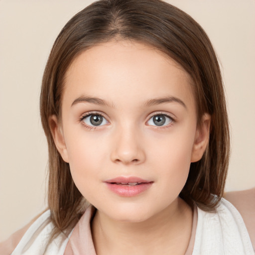 Neutral white child female with medium  brown hair and brown eyes