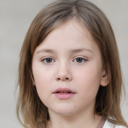 Neutral white child female with medium  brown hair and brown eyes