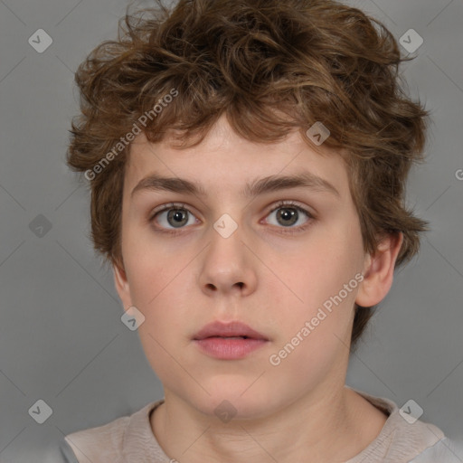 Neutral white child male with short  brown hair and brown eyes