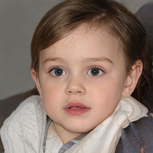 Neutral white child female with medium  brown hair and brown eyes