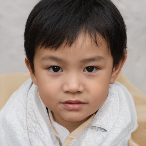 Neutral asian child female with short  brown hair and brown eyes