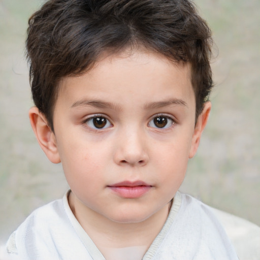 Neutral white child male with short  brown hair and brown eyes