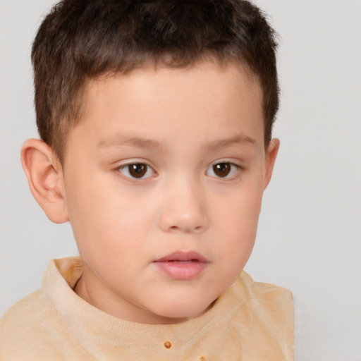 Neutral white child male with short  brown hair and brown eyes