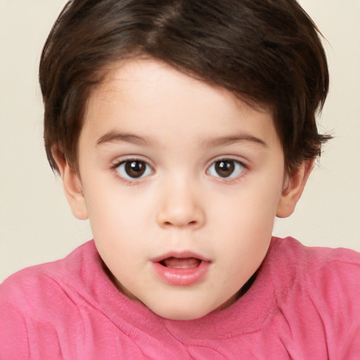 Neutral white child female with short  brown hair and brown eyes